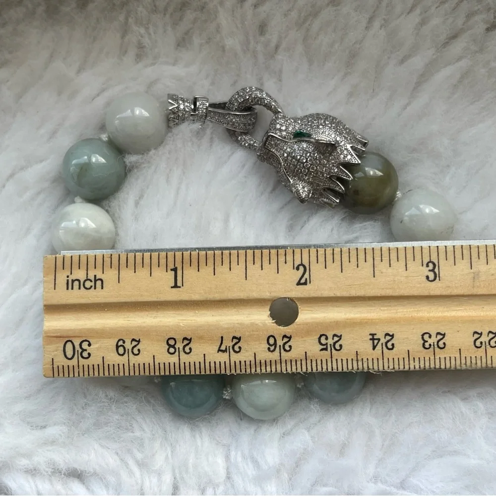 Jade Bracelet Cz Dragon head vintage look‎ very unique piece